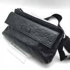 Gucci Guccissima Leather Logo Embossed Belt Bag Black Blunt Gentleman — view 2