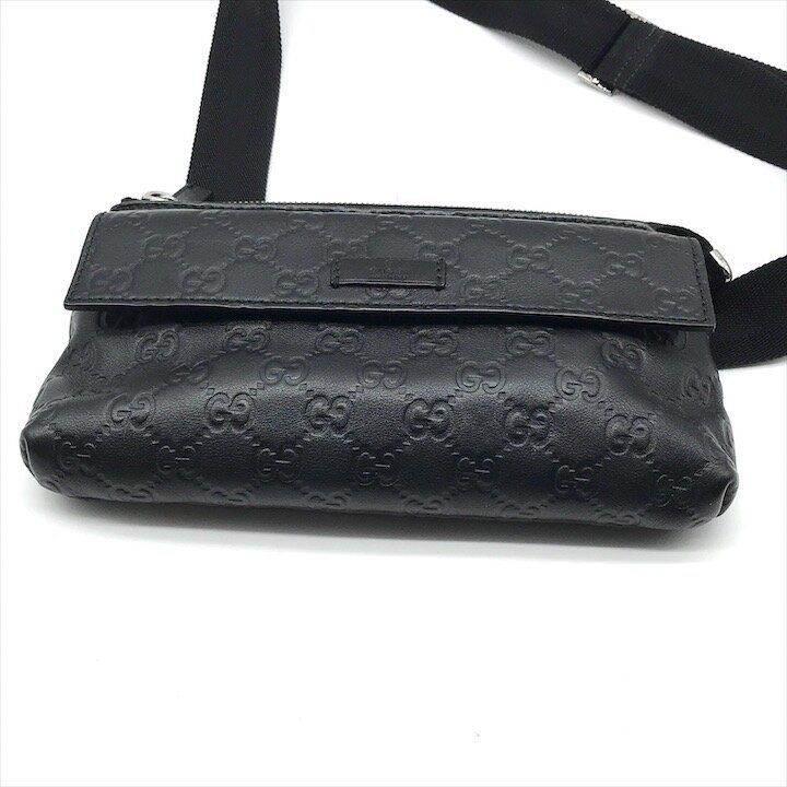 Gucci Guccissima Leather Logo Embossed Belt Bag Black Blunt Gentleman — view 4