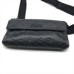 Gucci Guccissima Leather Logo Embossed Belt Bag Black Blunt Gentleman — view 4