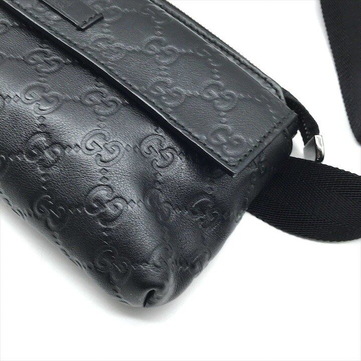 Gucci Guccissima Leather Logo Embossed Belt Bag Black Blunt Gentleman — view 6