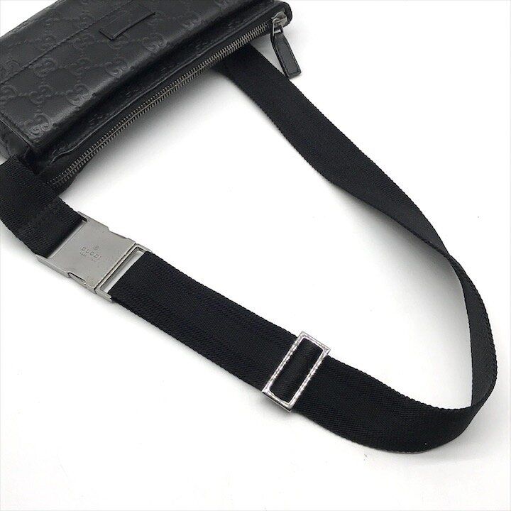 Gucci Guccissima Leather Logo Embossed Belt Bag Black Blunt Gentleman — view 7