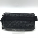 Gucci Guccissima Leather Logo Embossed Belt Bag Black Blunt Gentleman — view 3