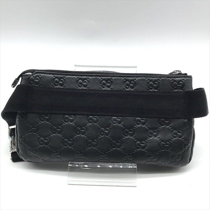 Gucci Guccissima Leather Logo Embossed Belt Bag Black Blunt Gentleman — view 3