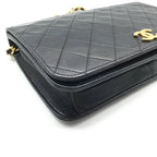 Chanel Push Lock Full Flap Quilted Shoulder Bag Black — view 4
