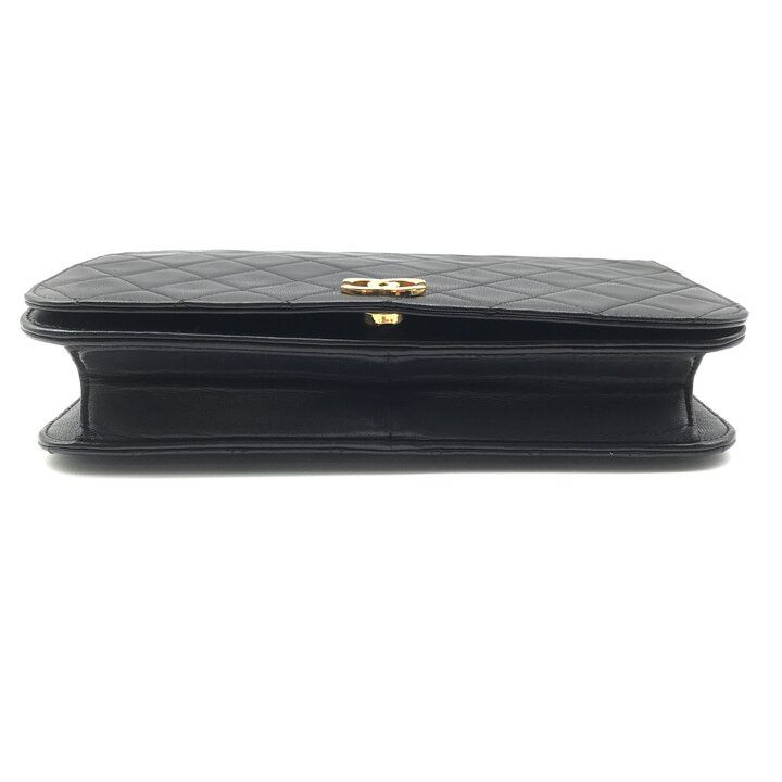 Chanel Push Lock Full Flap Quilted Shoulder Bag Black — view 3
