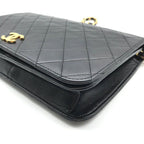 Chanel Push Lock Full Flap Quilted Shoulder Bag Black — view 5