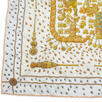 Hermes Carre 90 Tresors Retrouves Hidden Treasure with Card White Orange Scarf