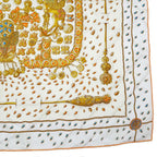 Hermes Carre 90 Tresors Retrouves Hidden Treasure with Card White Orange Scarf