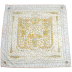 Hermes Carre 90 Tresors Retrouves Hidden Treasure with Card White Orange Scarf