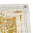 Hermes Carre 90 Tresors Retrouves Hidden Treasure with Card White Orange Scarf