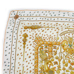 Hermes Carre 90 Tresors Retrouves Hidden Treasure with Card White Orange Scarf