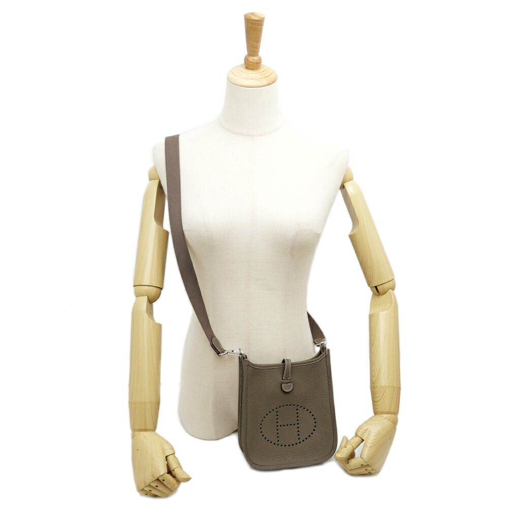 Hermes Evelyne TPM Etoupe Silver Taurillon Clemence Leather Shoulder — view 9