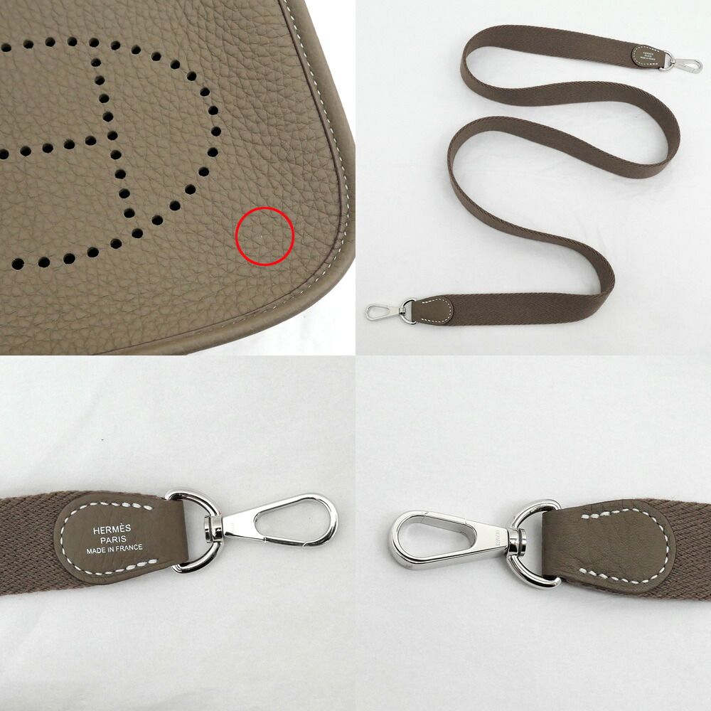 Hermes Evelyne TPM Etoupe Silver Taurillon Clemence Leather Shoulder — view 8
