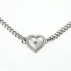 Chanel Necklace Coco Rhinestone Pearl Style Heart Top 39 Silver — view 2