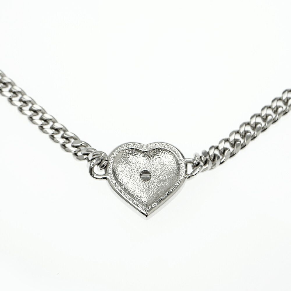 Chanel Necklace Coco Rhinestone Pearl Style Heart Top 39 Silver — view 2