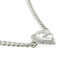 Chanel Necklace Coco Rhinestone Pearl Style Heart Top 39 Silver — view 3