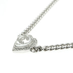 Chanel Necklace Coco Rhinestone Pearl Style Heart Top 39 Silver — view 4