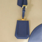 Prada Canapa City Tote Shoulder Bag 2-Way Saffiano Leather Canvas Blue Beige
