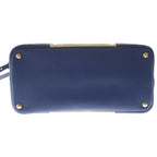 Prada Canapa City Tote Shoulder Bag 2-Way Saffiano Leather Canvas Blue Beige