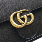 Gucci GG Marmont Shoulder Bag Chain Black Leather Gold — view 6