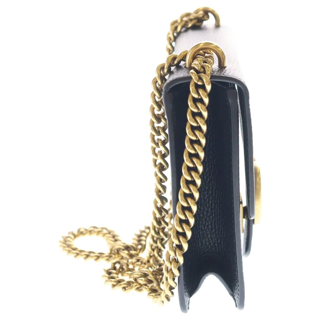 Gucci GG Marmont Shoulder Bag Chain Black Leather Gold — view 3