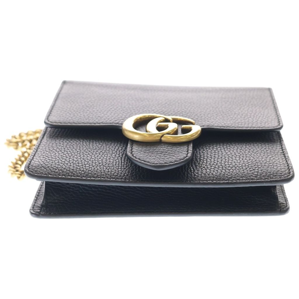Gucci GG Marmont Shoulder Bag Chain Black Leather Gold — view 4