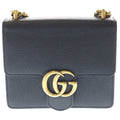 Gucci GG Marmont Shoulder Bag Chain Black Leather Gold