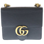 Gucci GG Marmont Shoulder Bag Chain Black Leather Gold