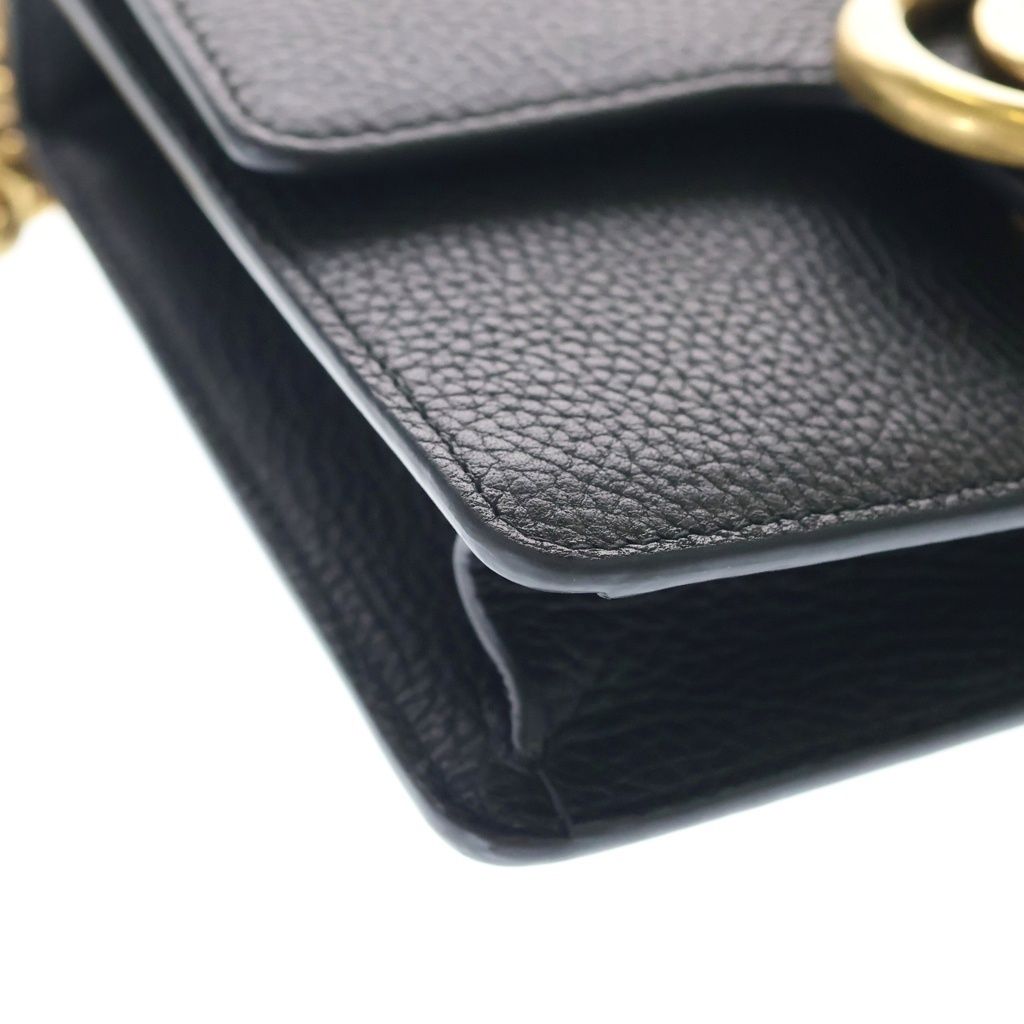 Gucci GG Marmont Shoulder Bag Chain Black Leather Gold — view 5