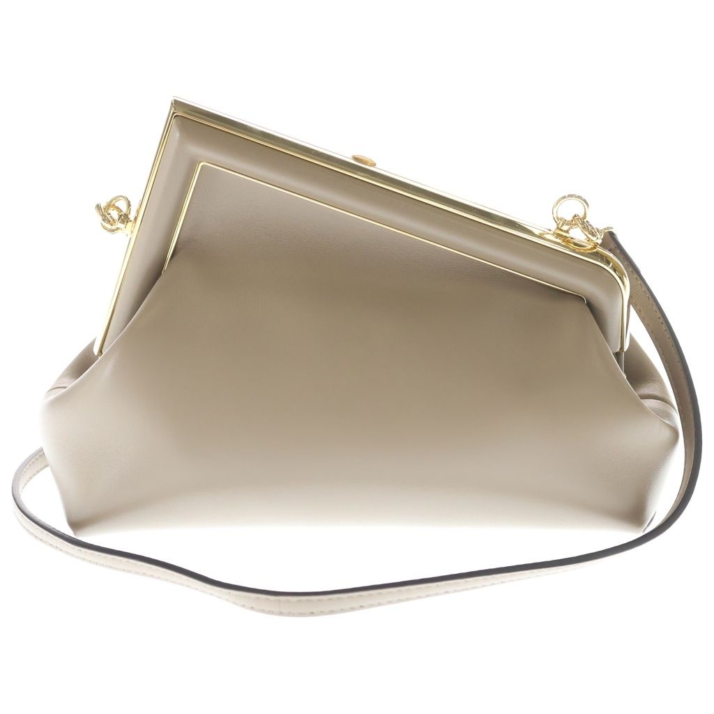 Fendi Fast Small Mini Shoulder Bag Gray Leather Gold — view 2