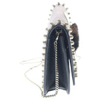 Fendi Karlaga Feld Chain Mini Shoulder Bag Black Leather Silver — view 3