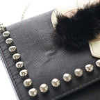 Fendi Karlaga Feld Chain Mini Shoulder Bag Black Leather Silver — view 6