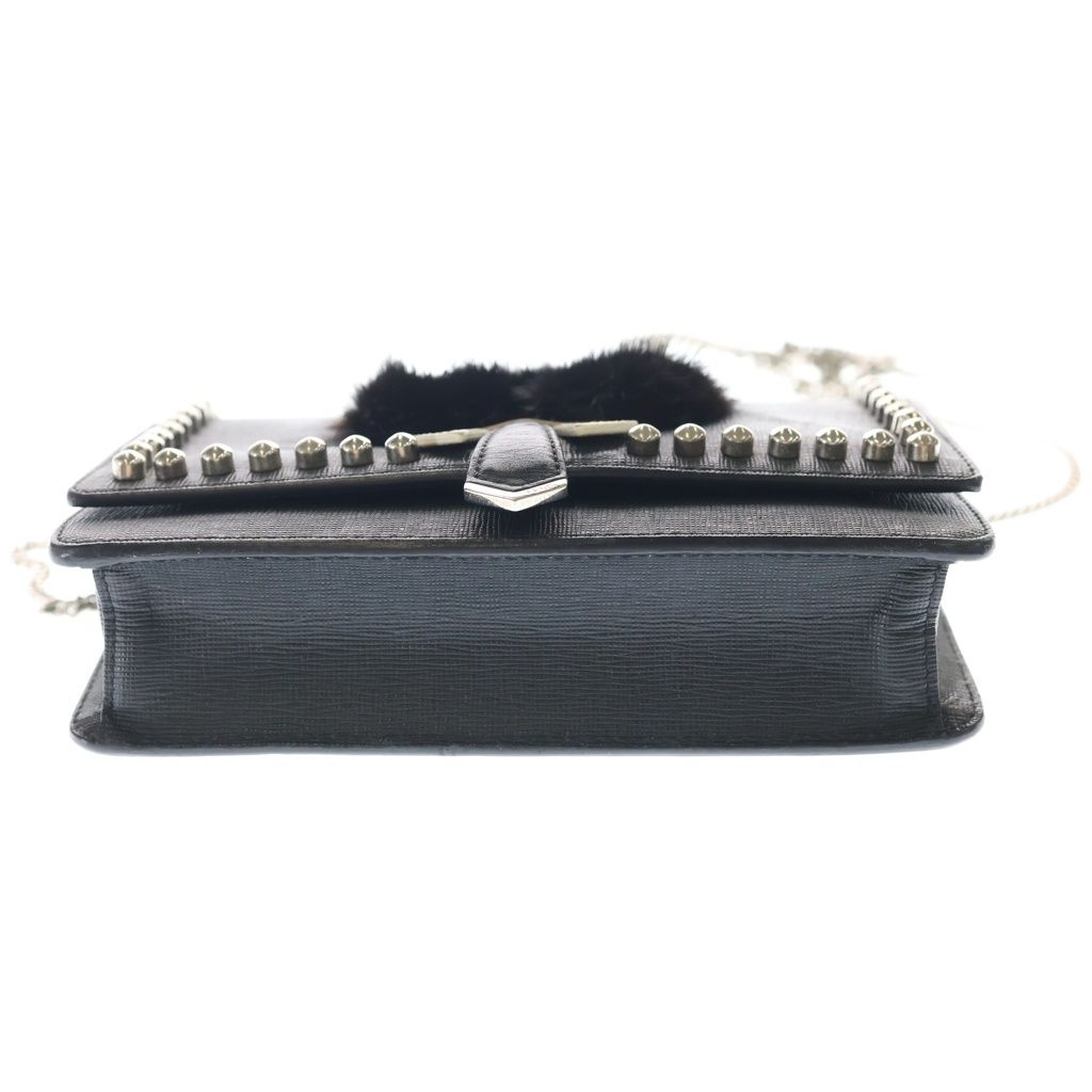 Fendi Karlaga Feld Chain Mini Shoulder Bag Black Leather Silver — view 4