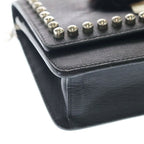 Fendi Karlaga Feld Chain Mini Shoulder Bag Black Leather Silver — view 5