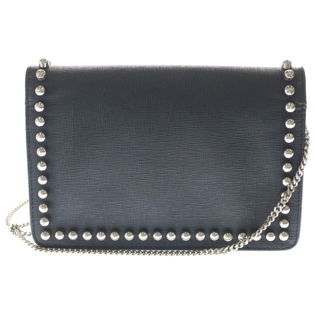Fendi Karlaga Feld Chain Mini Shoulder Bag Black Leather Silver — view 2