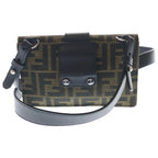 Fendi Zucca Mini Shoulder Bag Black Brown Leather Canvas Silver — view 2