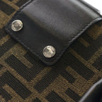 Fendi Zucca Mini Shoulder Bag Black Brown Leather Canvas Silver — view 7