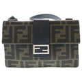 Fendi Zucca Mini Shoulder Bag Black Brown Leather Canvas Silver
