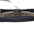 Fendi Zucca Mini Shoulder Bag Black Brown Leather Canvas Silver — view 4