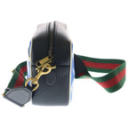 Gucci Adidas Logo Leather Shoulder Bag Black Blue — view 3