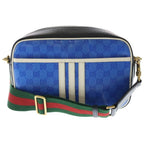 Gucci Adidas Logo Leather Shoulder Bag Black Blue — view 2