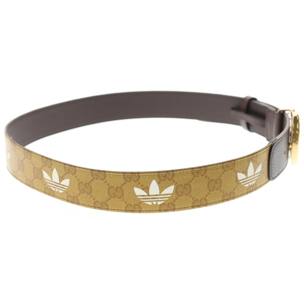 Gucci Adidas GG Logo Buckle Trefoil Belt Brown — view 3
