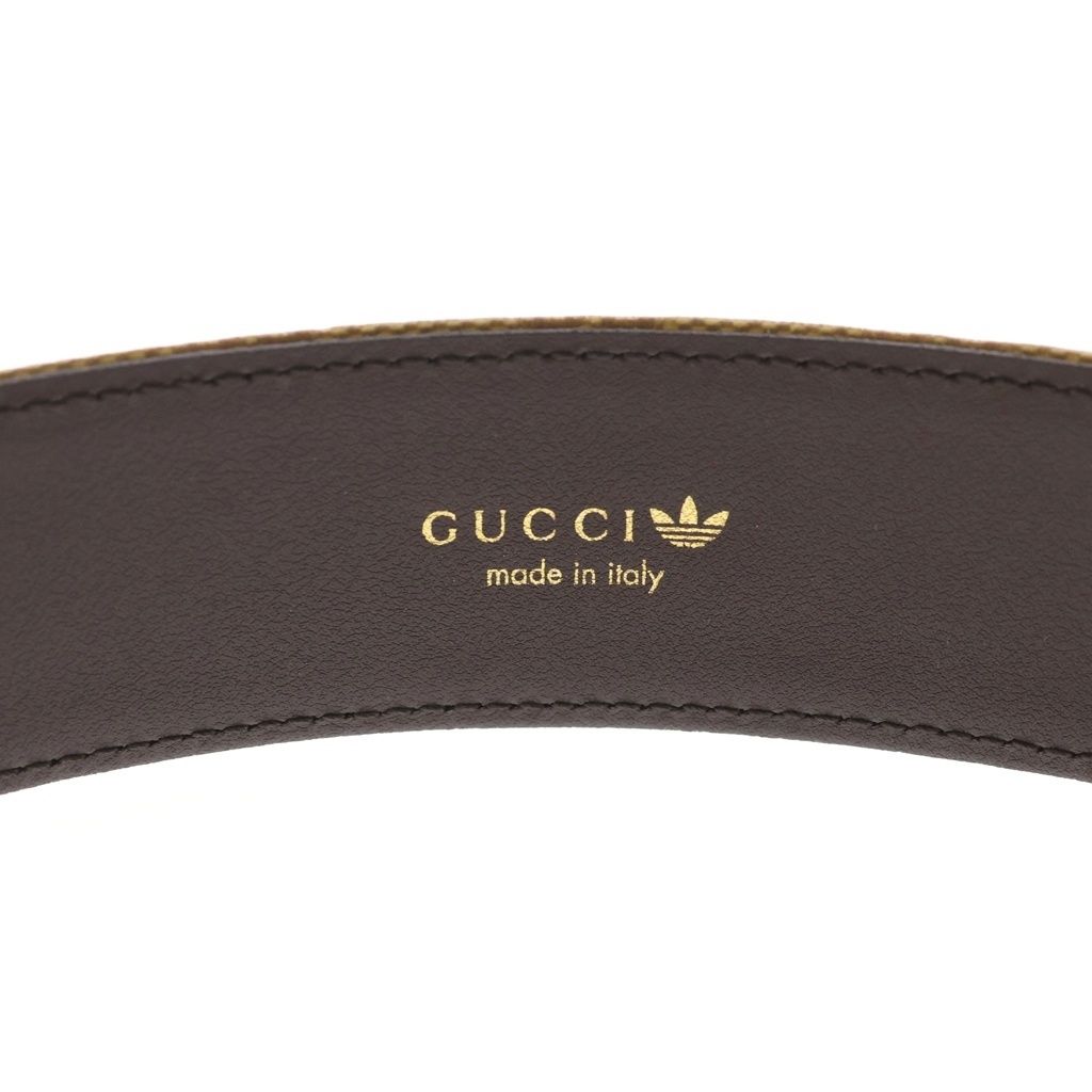 Gucci Adidas GG Logo Buckle Trefoil Belt Brown — view 5