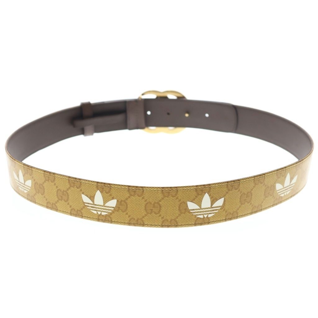 Gucci Adidas GG Logo Buckle Trefoil Belt Brown — view 2