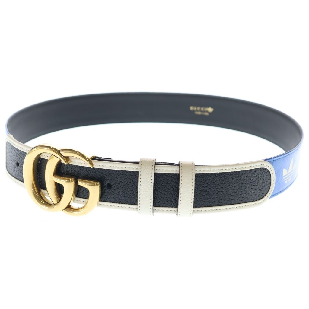 Gucci Adidas GG Logo Buckle Trefoil Belt Blue
