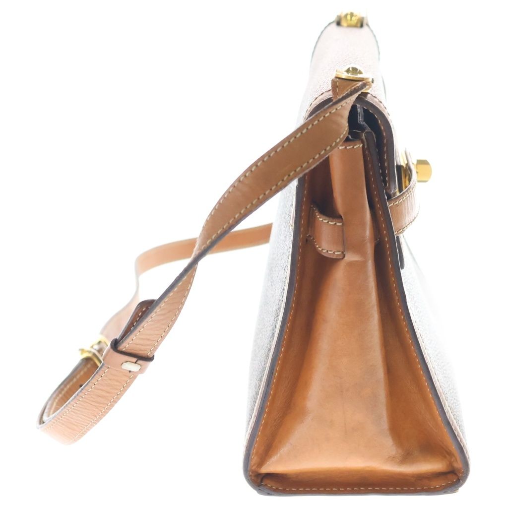 Celine Macadam Turnlock Shoulder Bag Brown Leather — view 3