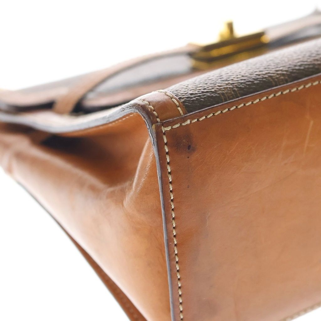 Celine Macadam Turnlock Shoulder Bag Brown Leather — view 5