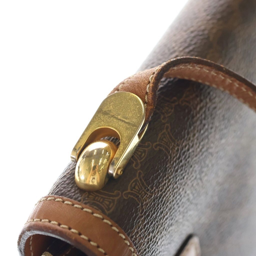 Celine Macadam Turnlock Shoulder Bag Brown Leather — view 6