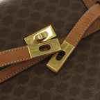 Celine Macadam Turnlock Shoulder Bag Brown Leather — view 7