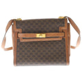 Celine Macadam Turnlock Shoulder Bag Brown Leather